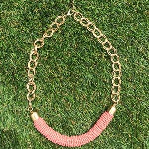 Pink Beaded Necklace with Gold